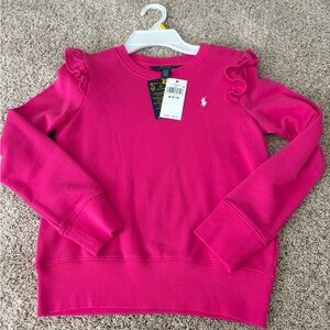 Ralph Lauren sweatshirt ruffled terry material size 8-10 in beautiful magenta